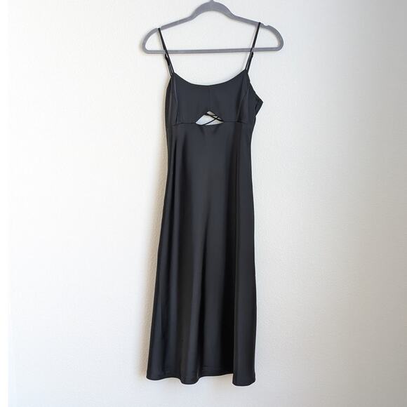 Banana Republic Dresses & Skirts - Banana Republic Black Satin Cut-Out Sleeveless Strappy Midi Maxi Dress, size 0
